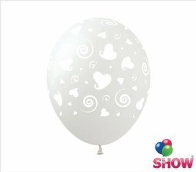 Hearts printed rubber balloons (10 pcs.)