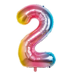 Foil Balloon Number "2" Rainbow (100cm.)