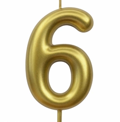 Birthday candle number "6" - champagne color