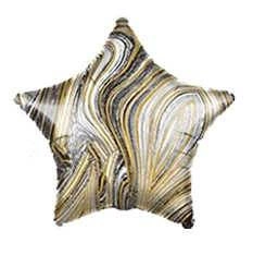Foil Star Marble Black 18" (45cm.)