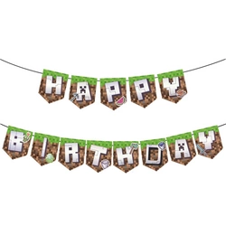 Girlanda papierowa Happy Birthday Piksele Minecraft (1 szt)