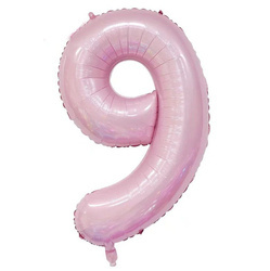 Fóliový balónek číslo "9" světle růžový (100 cm).)