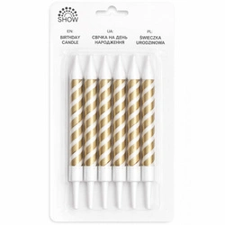 Spiral birthday candles gold and white 6 pcs. SHOW