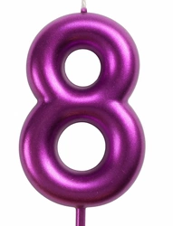 Birthday candle number "8" - raspberry metallic