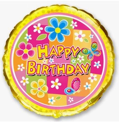 Happy Birthday 18" (45cm) foil balloon, FLEXMETAL™