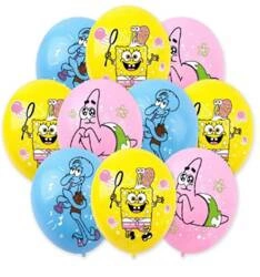 Balony gumowe z nadrukiem Sponge Bob, (10 szt.)