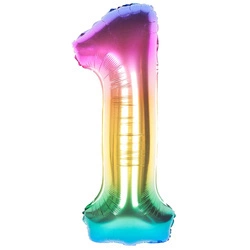 Foil Balloon Number "1" Rainbow (100cm.)