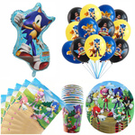 Zestaw Urodzinowy Sonic Balony, Talerzyki, Kubeczki, Serwetki