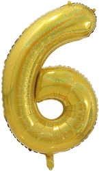 Foil Balloon Number "6" Gold Brocade( 100cm.)
