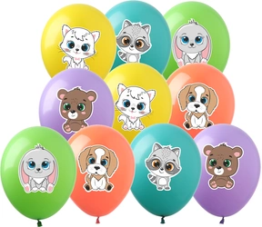 Printed rubber balloons Animals (10 pcs.)