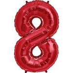 Фольгована повітряна кулька номер "8" червона (100см).)