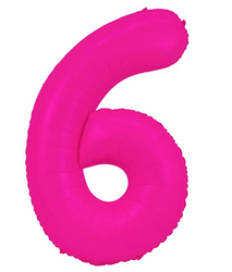 Fóliový balónek číslo "6" růžový neonový (100 cm).)