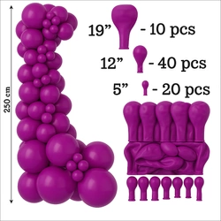 Set of Decorative Balloons Color Purple 70 pieces