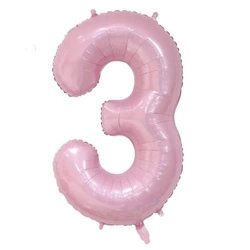 Balon Foliowy Cyferka "3" Jasnoróżowa (100cm.)