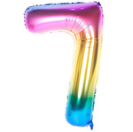 Fóliový balónek s číslem "7" Rainbow (100 cm).)