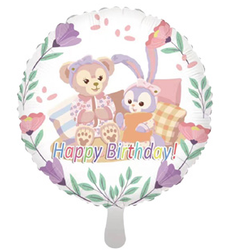 Fóliový balónek s medvídkem a zajíčkem Happy Birthday 18" (45cm).)
