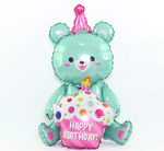 Balon Foliowy Happy Birthday MIŚ 3D Turkusowy