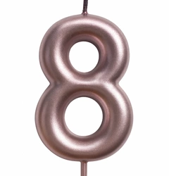 Świeczka urodzinowa cyfra "8" – różowe złoto