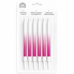 Gradient birthday candles 6 pcs. - white and pink