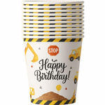 Kubeczki papierowe budowa Stop Happy Birthday 10 szt
