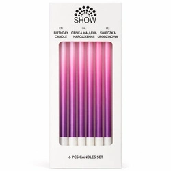 SHOW birthday candles 6 pcs gradient purple-pink