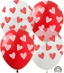 Balony z nadrukiem  Serca (10 szt.)
