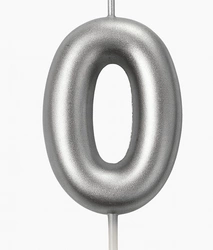 Silver birthday candle number "0" - elegance for any occasion