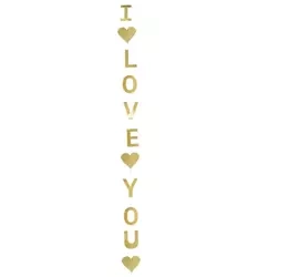 Золота паперова гірлянда I LOVE YOU (1 шт).)