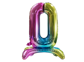 Fóliový balónek s číslem "0" Rainbow Standing (80 cm).)