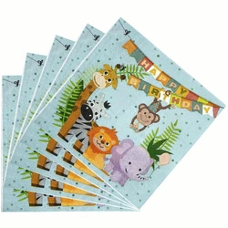 Paper napkins with Jungle Animals - 17 x 17 cm (20 pcs.)