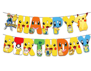 Papírová girlanda Happy Birthday Pokemon (1 ks)