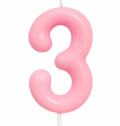 Svíčka číslo "3" - růžová
