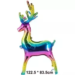 Rainbow Reindeer Standing Foil Balloon (122x83cm)