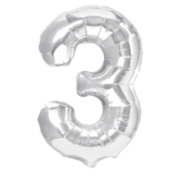 Balon Foliowy Cyferka "3" Srebrna (100cm.)