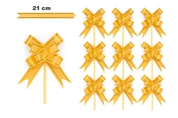 Decorative orange bow with gold edge - 21 cm (set of 10 pcs).)