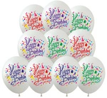 Balony gumowe z nadrukiem Happy Birthday (10 szt.)