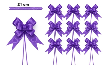 Kokarda dekoracyjna fioletowa w serca – 21 cm