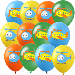 Balony lateksowe z samolotami i helikopterami zestaw 12 sztuk