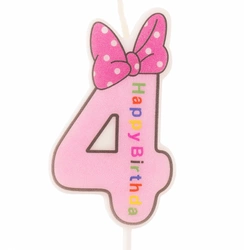 Baby candle number "4" pink