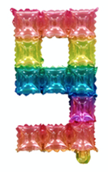 POP IT 9 Duhové fóliové číslo (40 cm)