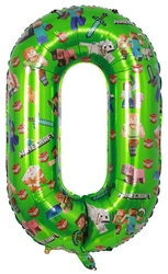 Balon foliowy cyfra 0 – motyw Minecraft, 100 cm