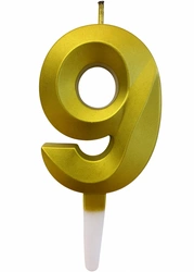Gold candle digit "9"
