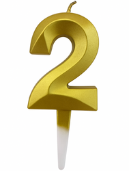 Zlatá číselná svíčka "2"