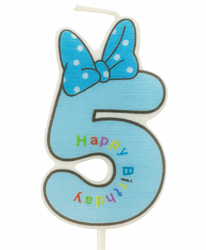 Дитяча свічка-цифра "5" блакитна