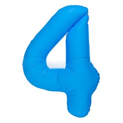 Fóliový balónek číslo "4" modrý neonový (100 cm).)