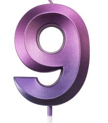 Purple and pink digit candle "9"