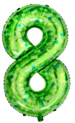 Balon foliowy cyfra 8 – Pikselowy zielony 100 cm