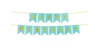 Papírová girlanda Happy Birthday Turquoise (1 ks).)