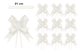 Blue decorative bow with hearts motif - 21 cm (set of 10 pcs).)