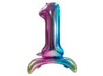 Balon Foliowy Cyferka "1" Tęczowa Stojąca (80cm.)